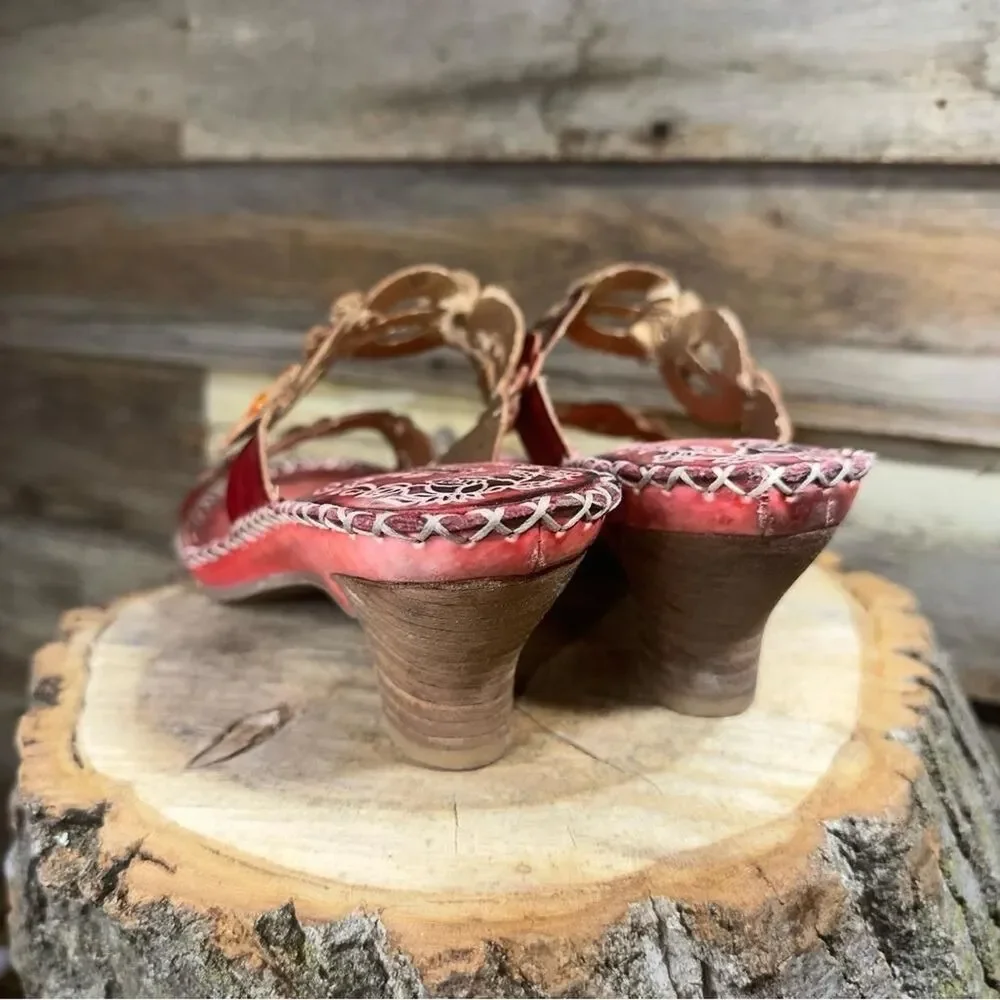 Spring-step Women's Red and Yellow  7.5